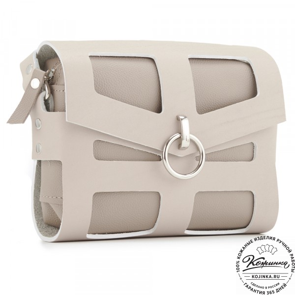 Женская кожаная сумка "Кортни" (бежевая) . фото 1